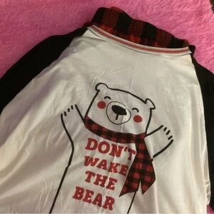 HOLIDAY TIME 3X PAJAMAS “ DON’T WAKE THE BEAR” LONG SLEAVE WITH PLAID PANTS